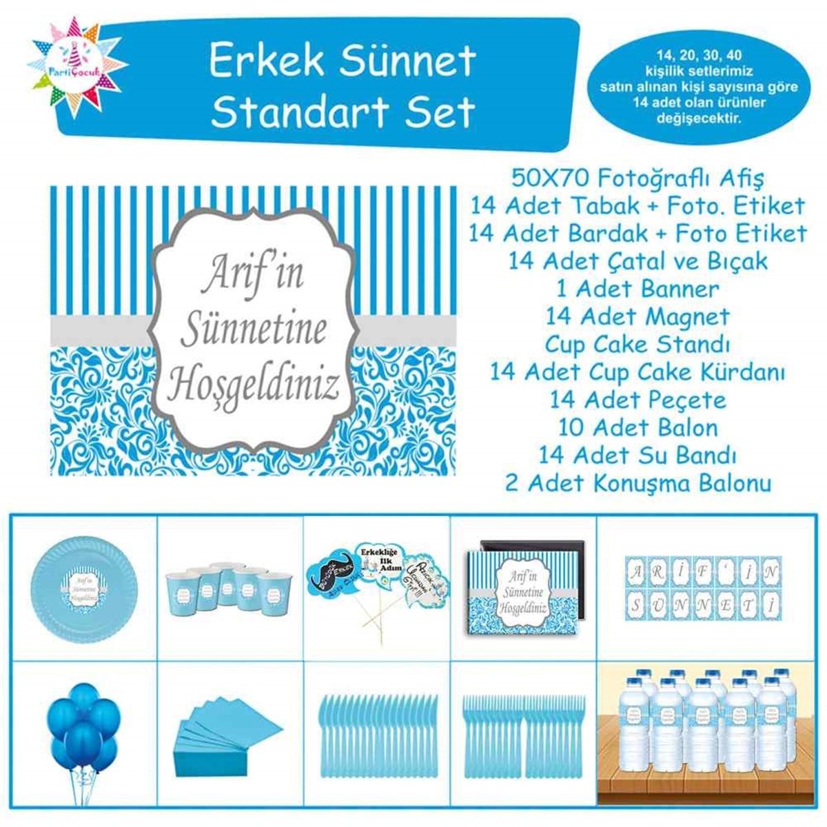 Sünnet Mavi Süsleme ve Hediyelik Standart Set 