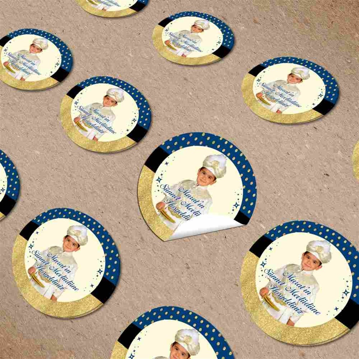 Sünnet Mevlüdü Gold Taçlı Konsept Sticker 30 Adet  