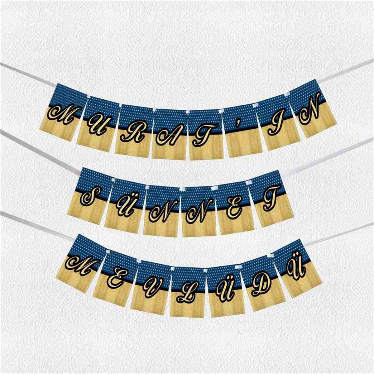 Sünnet Mevlüdü Gold Taçlı Konsepti Banner Harf Bayrak 