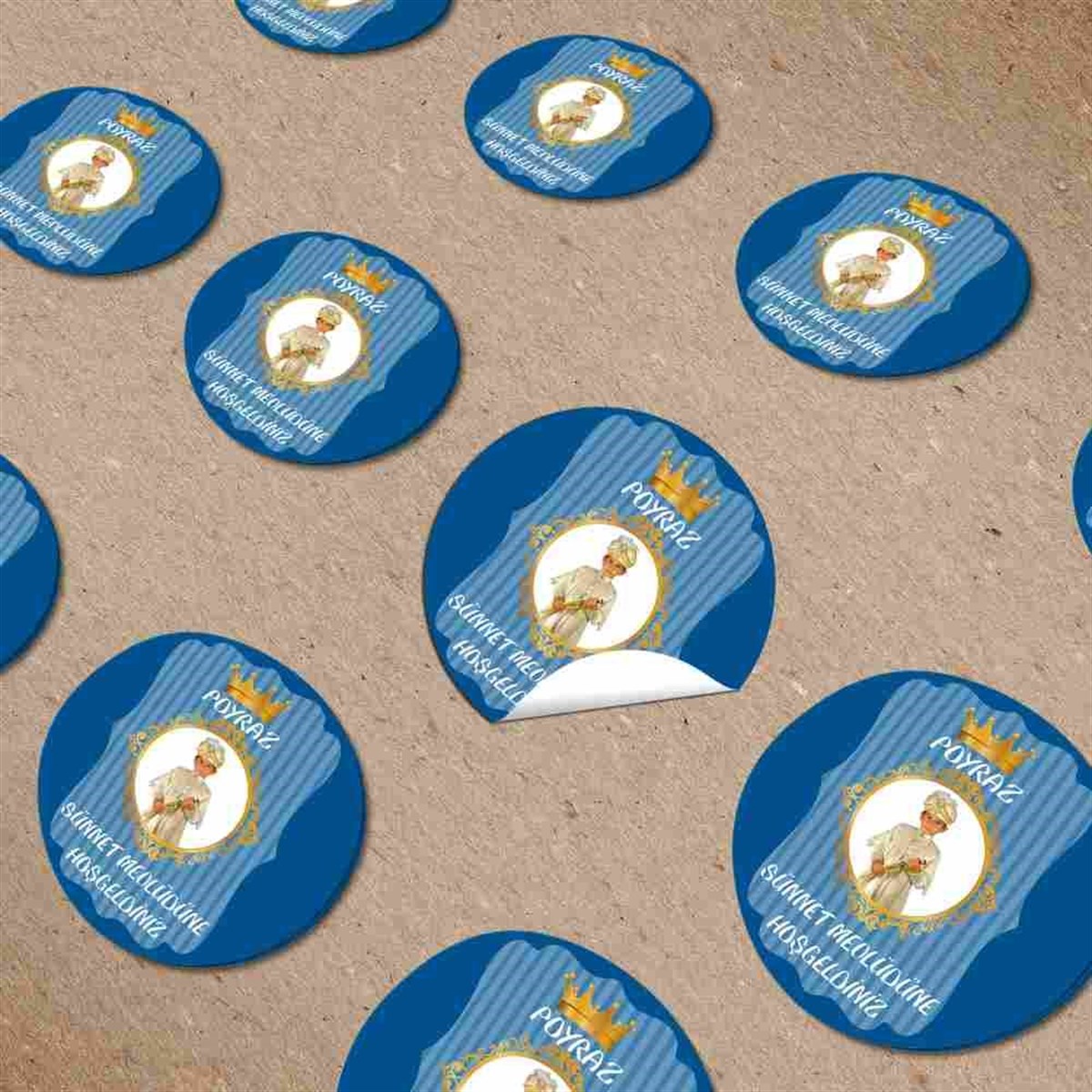 Sünnet Mevlüdü Mavi Konsept Sticker 30 Adet  
