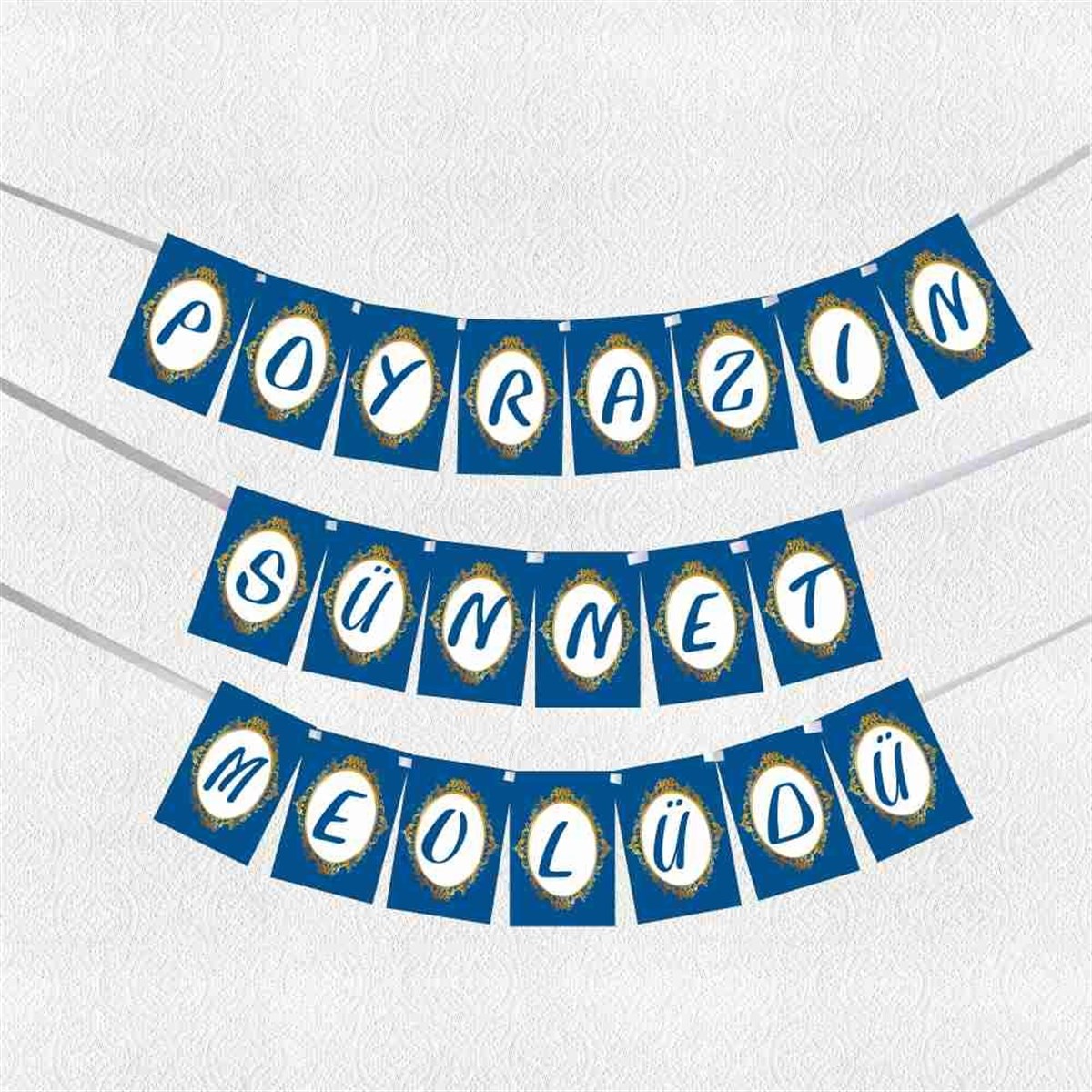 Sünnet Mevlüdü Mavi Sünnet Konsepti Banner Harf Bayrak 