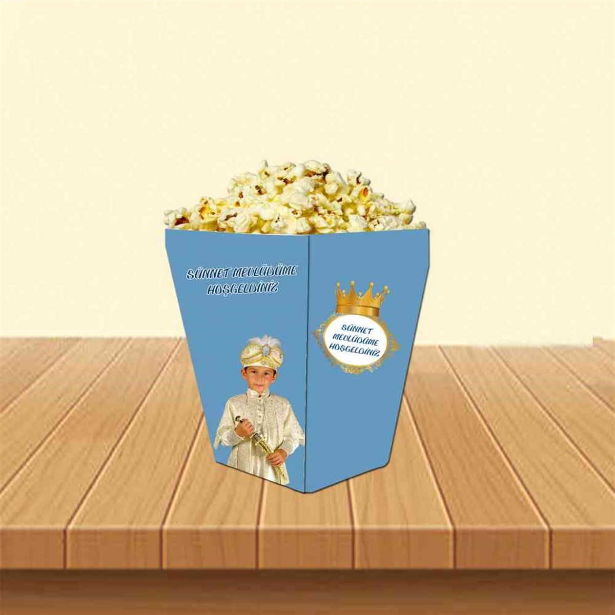 Sünnet Mevlüdü Mavi Sünnet Konsepti Popcorn Kutusu 