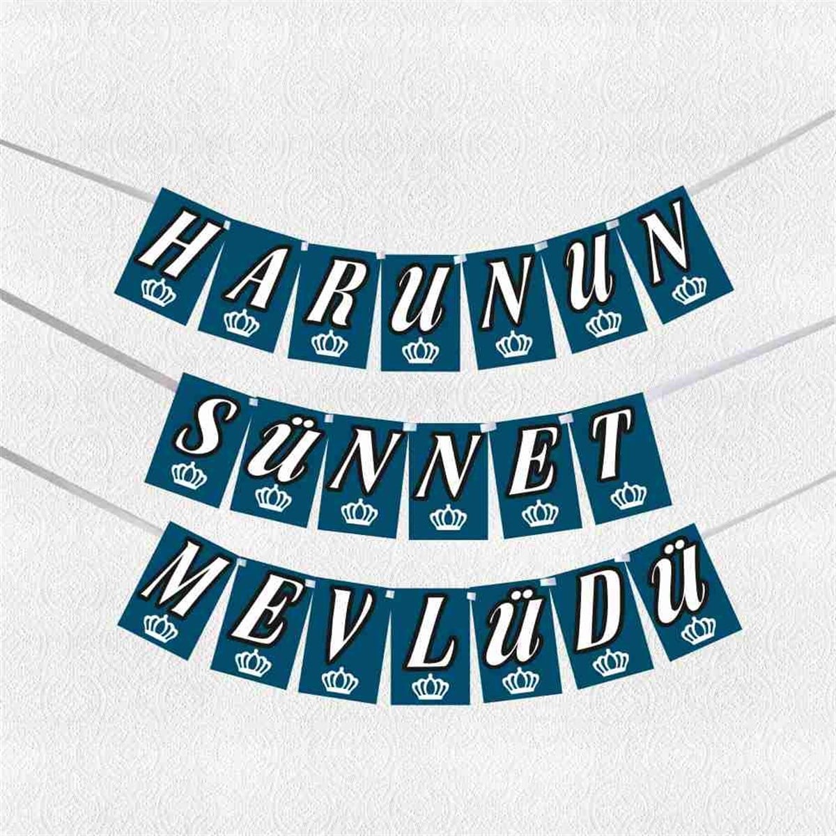 Sünnet Mevlüdü Siyah Çizgili Konsepti Banner Harf Bayrak 