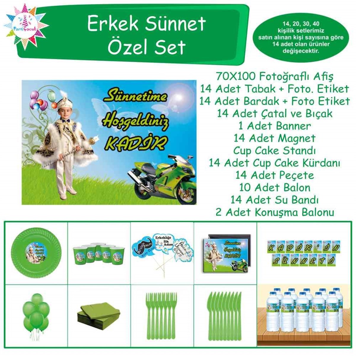 Sünnet Motorcu Parti Malzemeleri Özel Set 