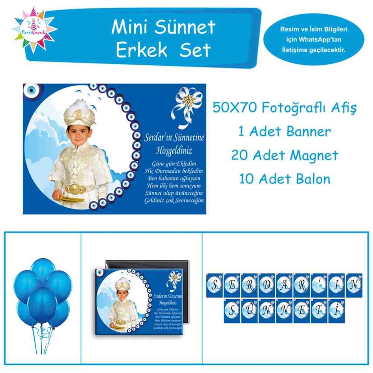 Sünnet Nazar boncuklu Çerçeveli Parti Süsleri  Mini Set 