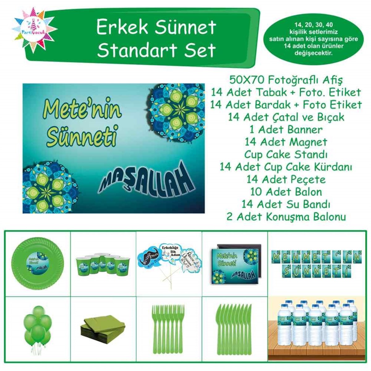 Sünnet Otantik Model Parti Malzemeleri Standart Set 
