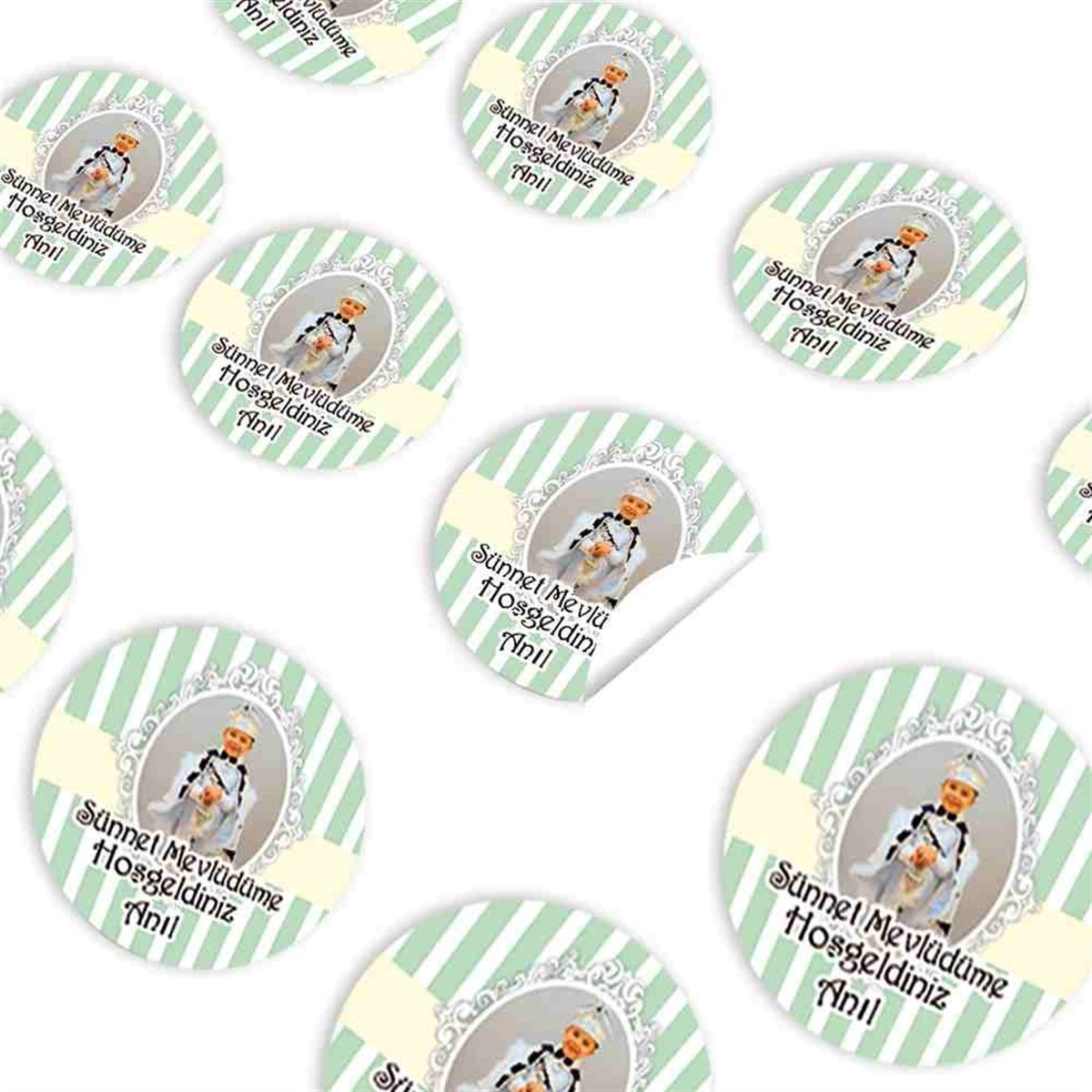 Sünnet Parti Seti Mint Yeşili Konsept Sticker 30 Adet 