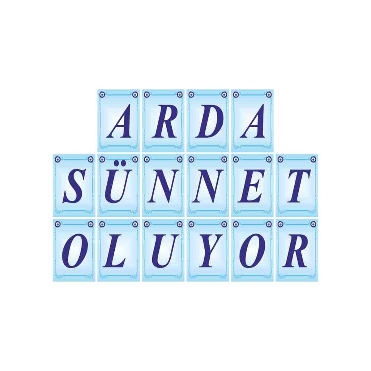Sünnet Parti Süsü Mavi Nazar Boncuklu Harf Banner   