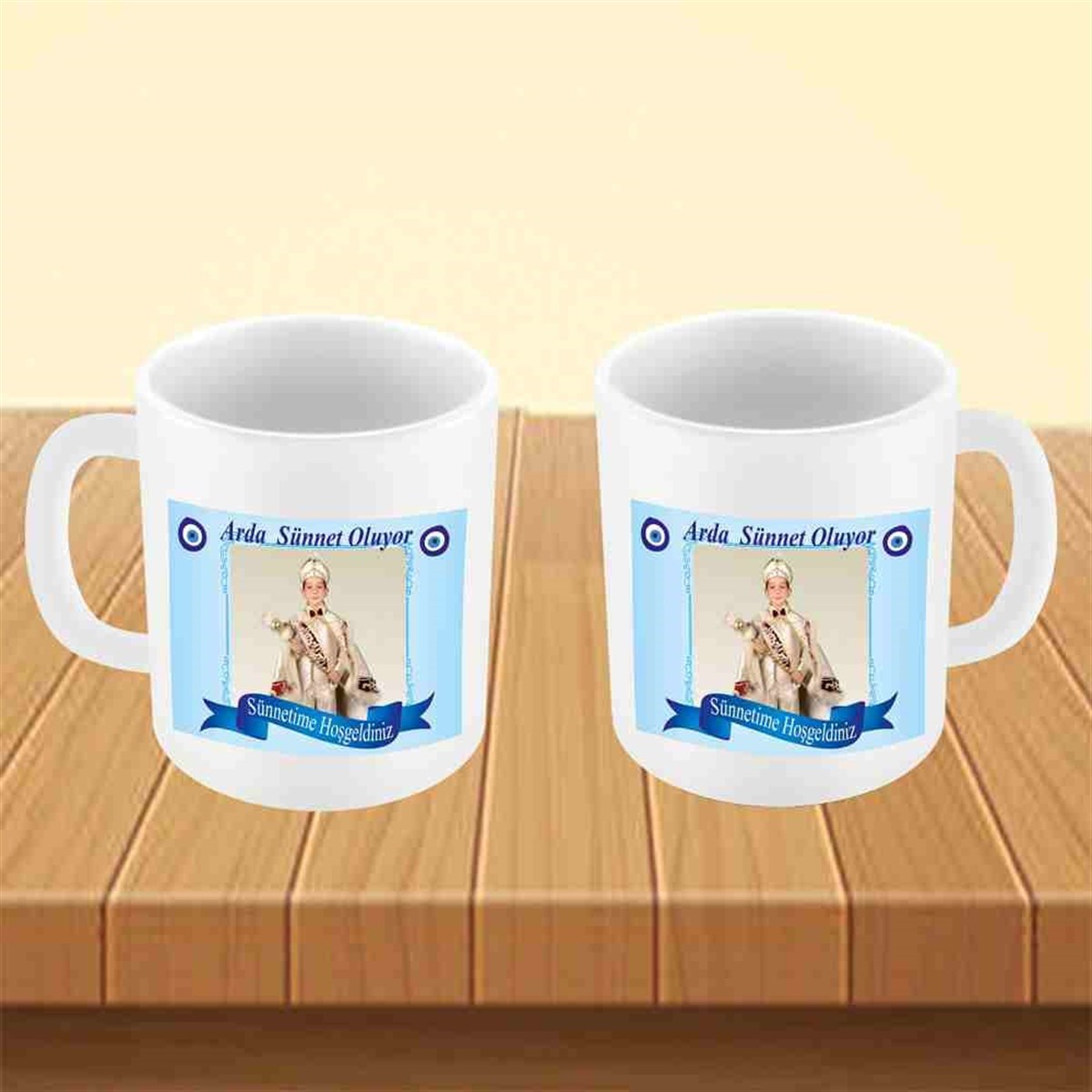 Sünnet Parti Süsü Mavi Nazar Boncuklu Kupa Bardak Mug   
