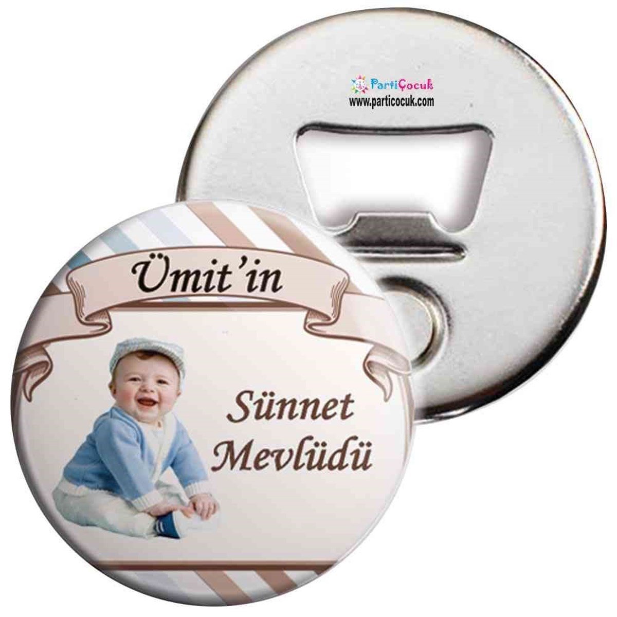 Sünnet Partisi Kahverengi Mavili Açacaklı Magnet  