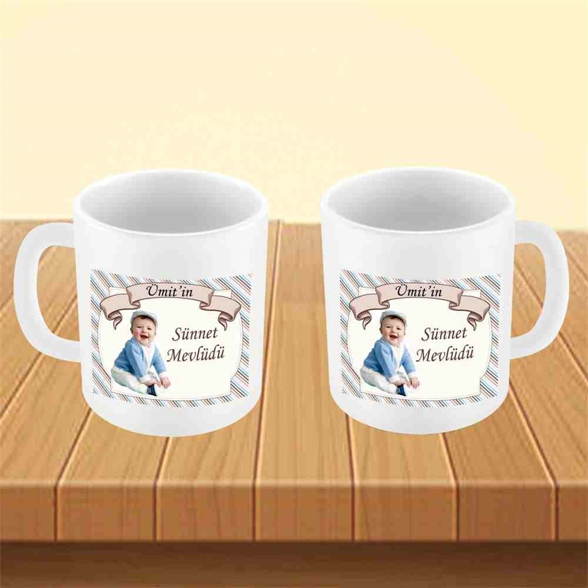 Sünnet Partisi Kahverengi Mavili Kupa Bardak Mug 