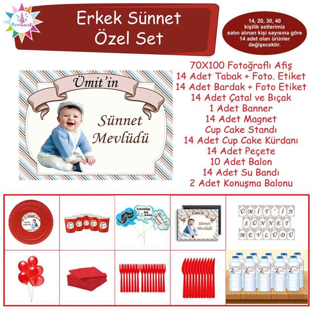 Sünnet Partisi Kahverengi Mavili Özel Set 