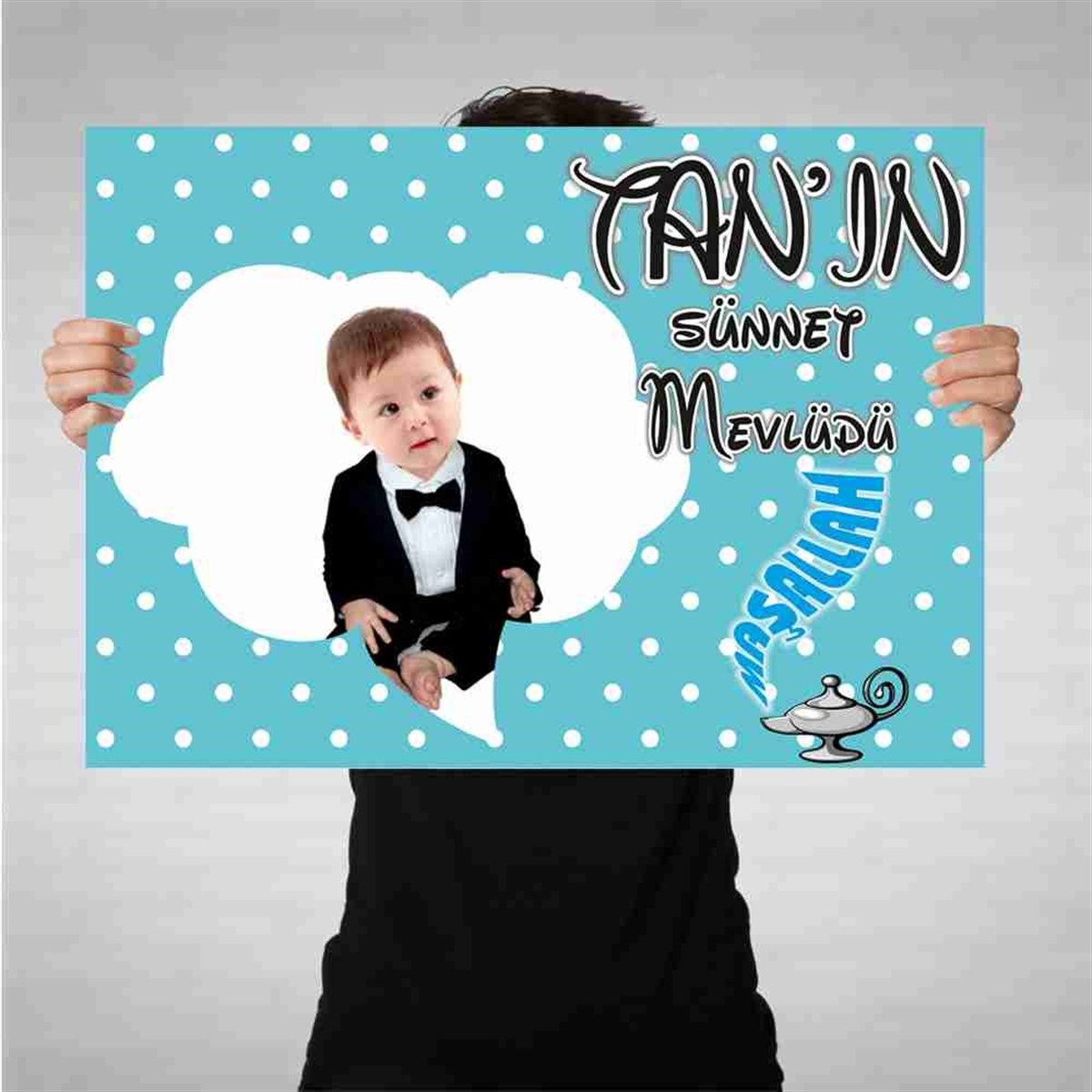 Sünnet Puantiyeli Konuşma Balonu Bez Afiş 