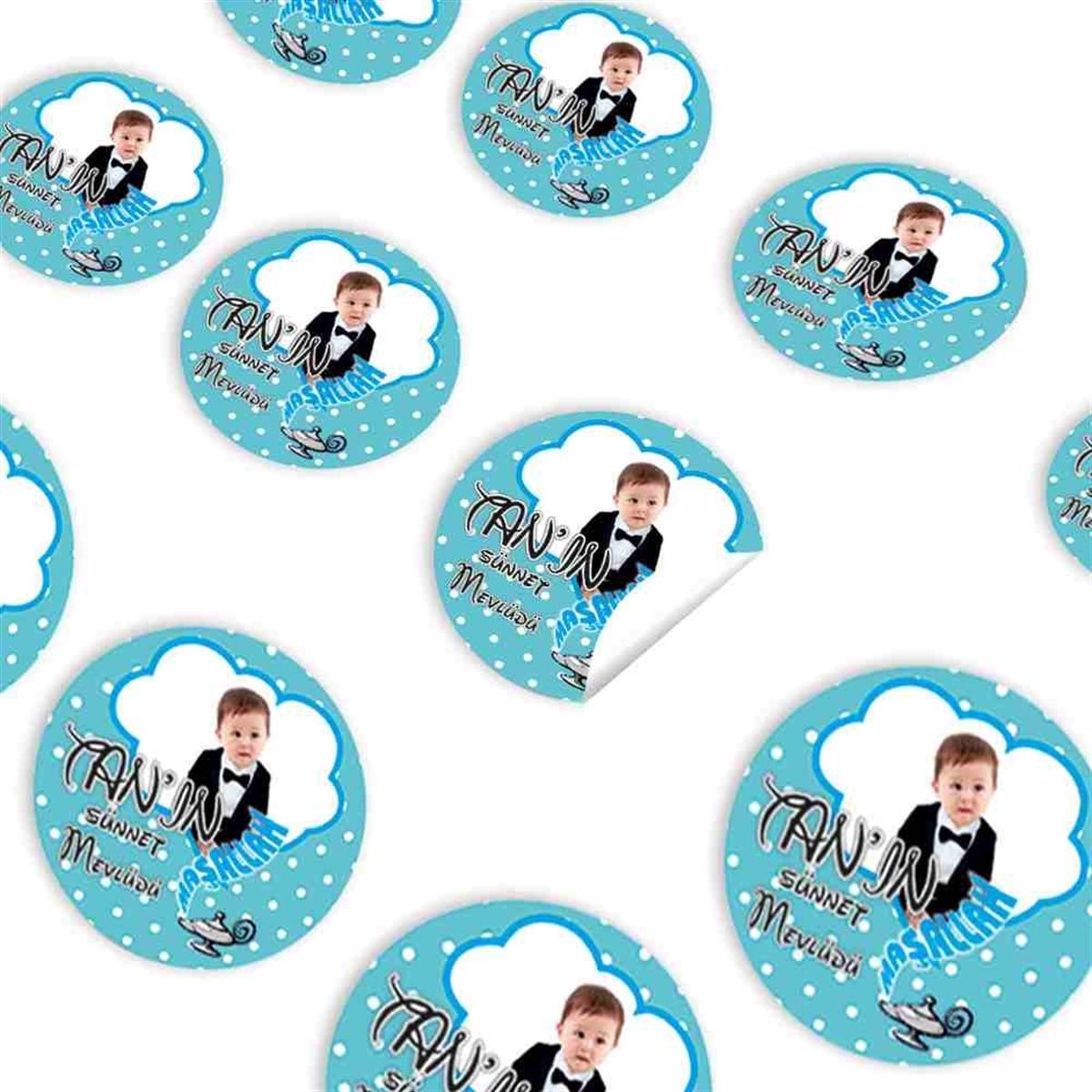 Sünnet Puantiyeli Konuşma Balonu Sticker 30 Adet 