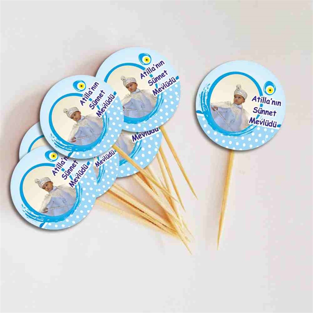 Sünnet Puantiyeli Mavili Parti Malzemeleri Cupcake Kurdanı 