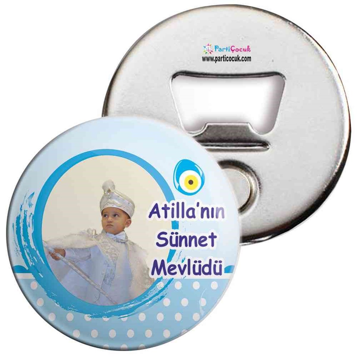 Sünnet Puantiyeli Mavili Parti Malzemeleri Açacaklı Magnet  