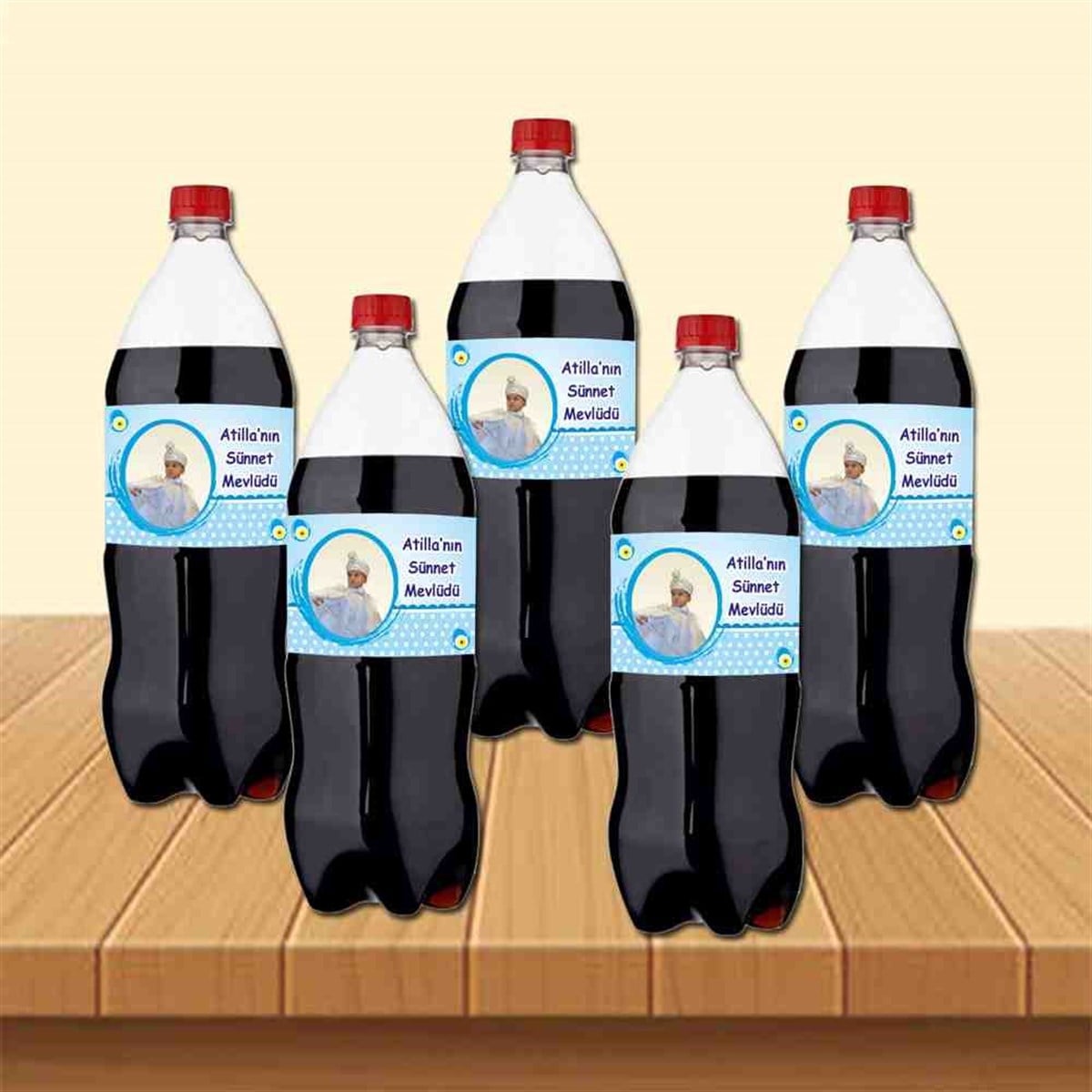 Sünnet Puantiyeli Mavili Parti Malzemeleri Cola Şisesi Bandı 