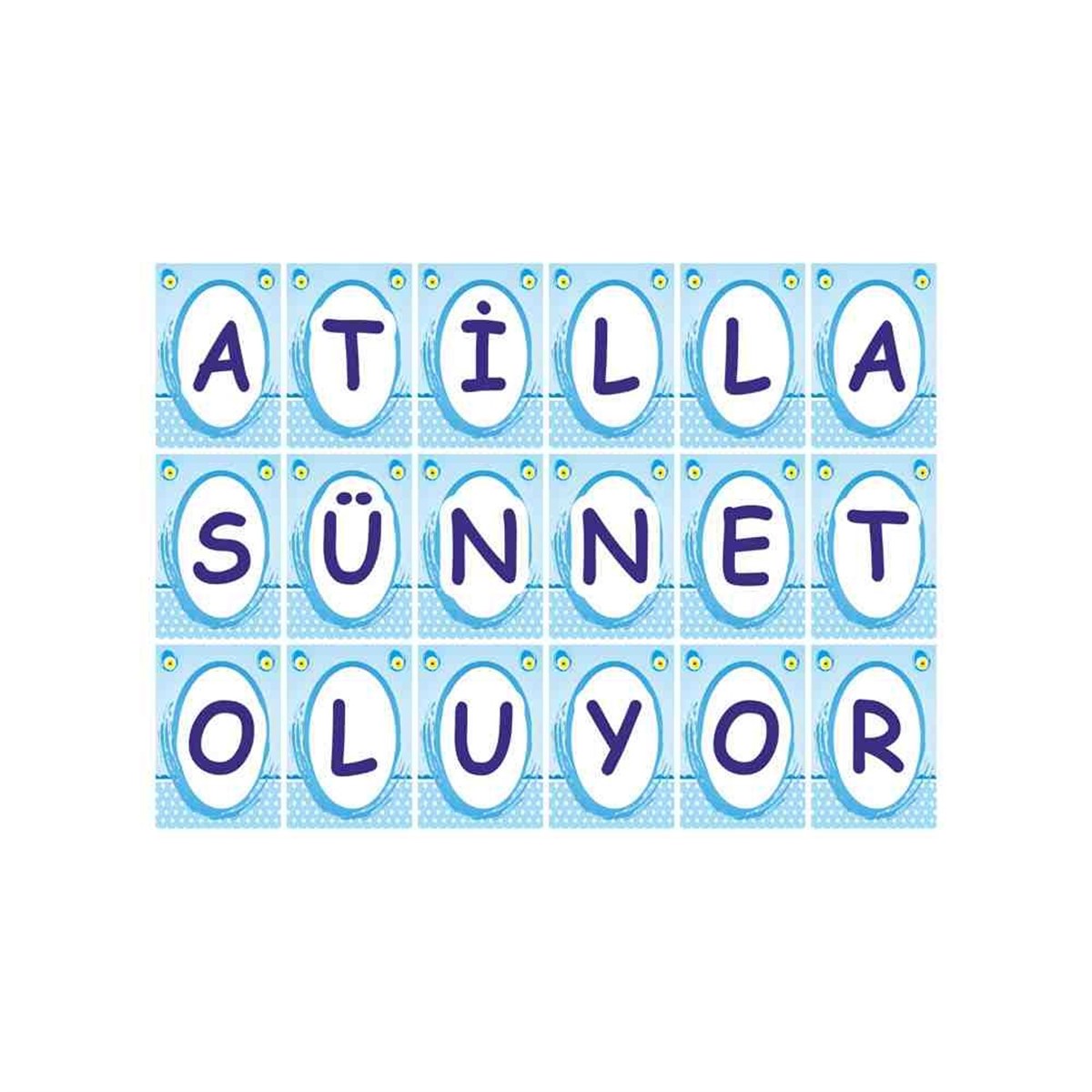 Sünnet Puantiyeli Mavili Parti Malzemeleri Harf Banner 