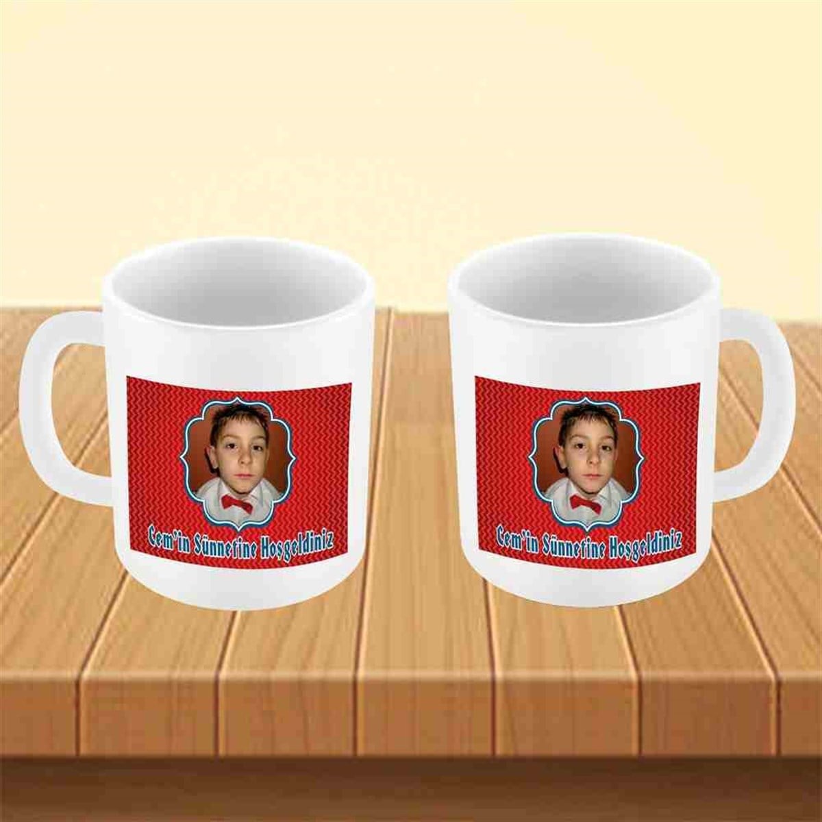 Sünnet Resimli İsimli Kırmızı Parti Süsleri Kupa Bardak Mug 