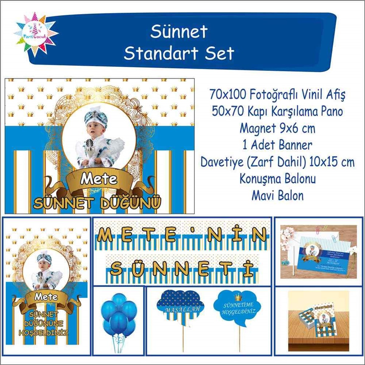 Sünnet Seti Kişiye Özel Resimli İsimli 50 kişilik 