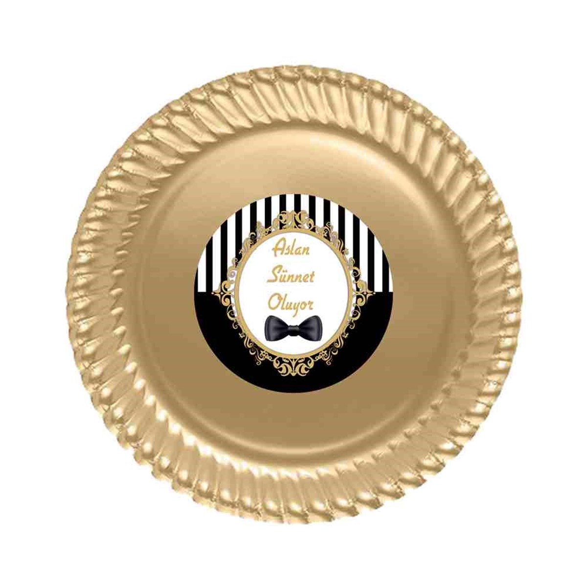 Sünnet Siyah Gold Resmi Parti Süslemesi Etiketli Tabak 