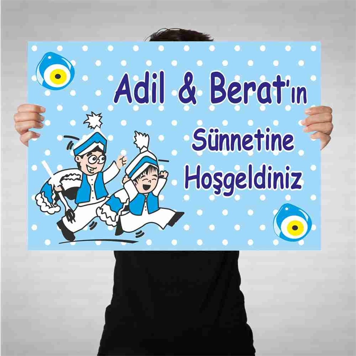 Sünnet Sünnet Çocuğu Karikatürlü Model Bez Afiş  