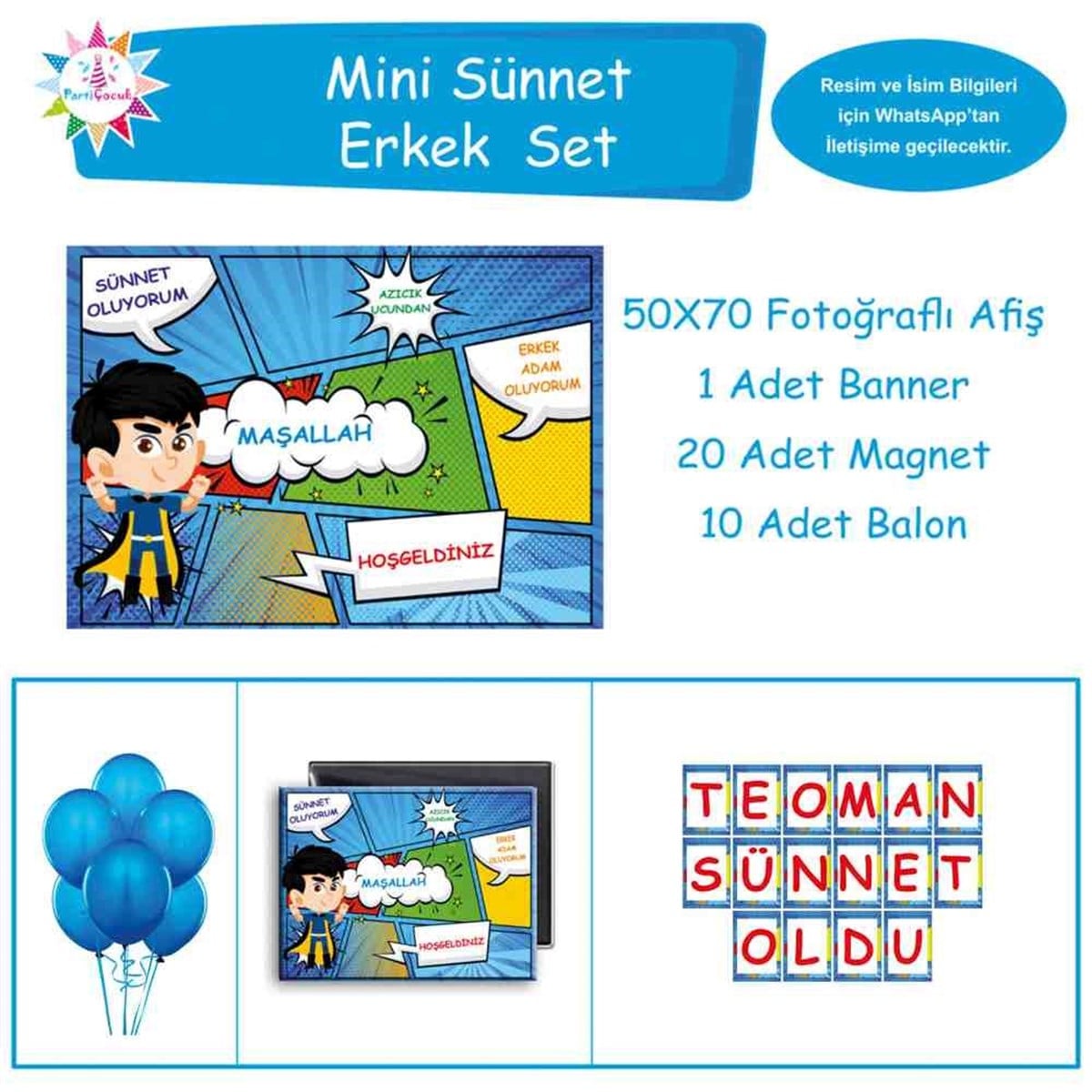 Sünnet Süper Sünnet Çocuk Süsleme ve Hediyelik Seti Mini Set 