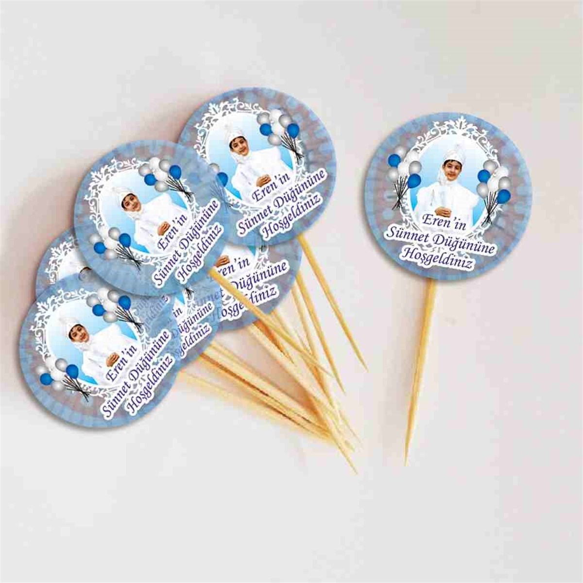 Sünnet Süslemesi Mavi Balonlu Cupcake Kurdanı 