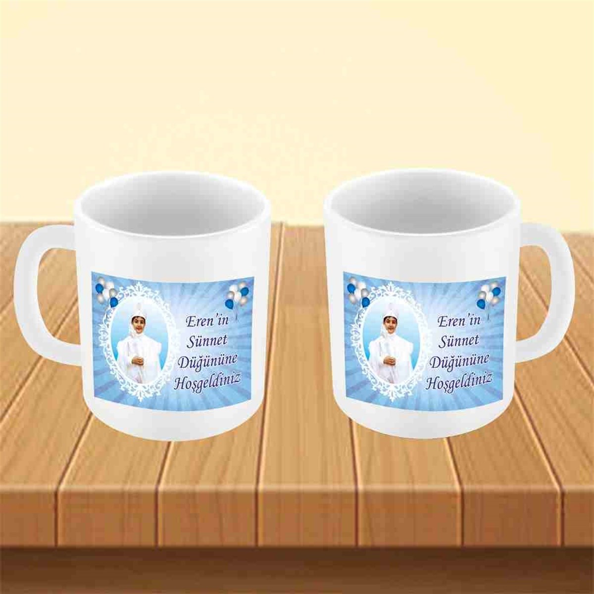 Sünnet Süslemesi Mavi Balonlu Kupa Bardak Mug 