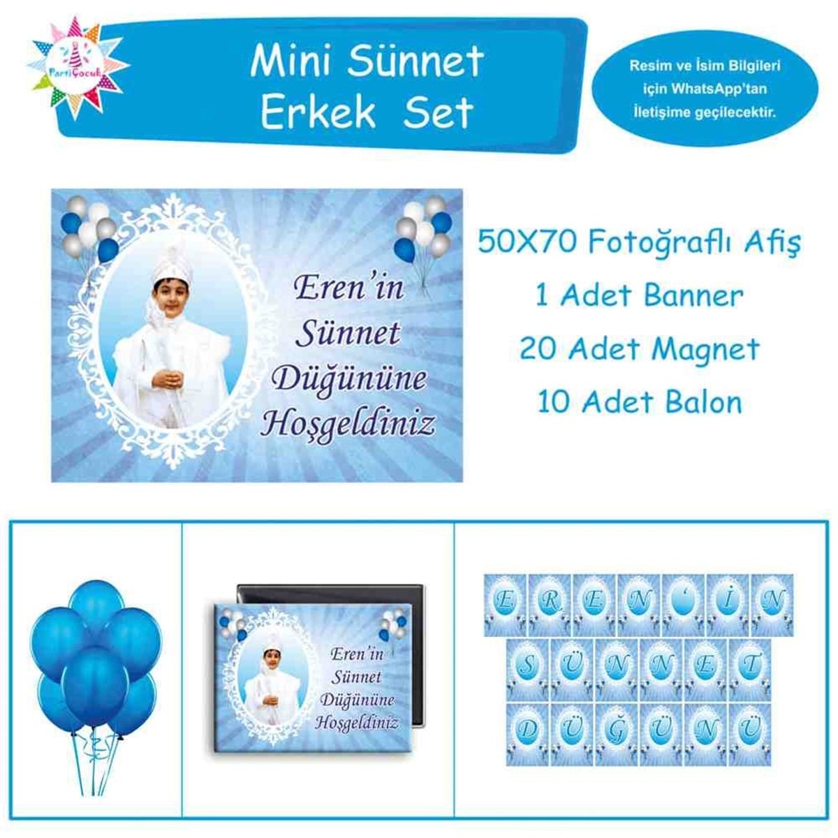 Sünnet Süslemesi Mavi Balonlu Set Mini Set 