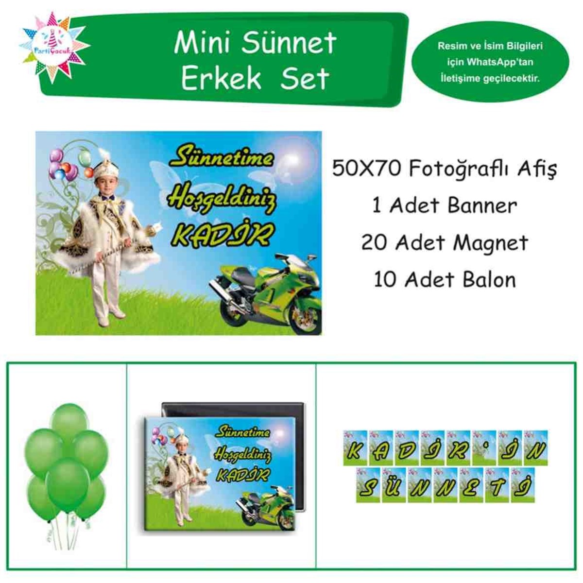 Sünnet Süsleri Motorcu Parti Malzemeleri Seti Mini Set 