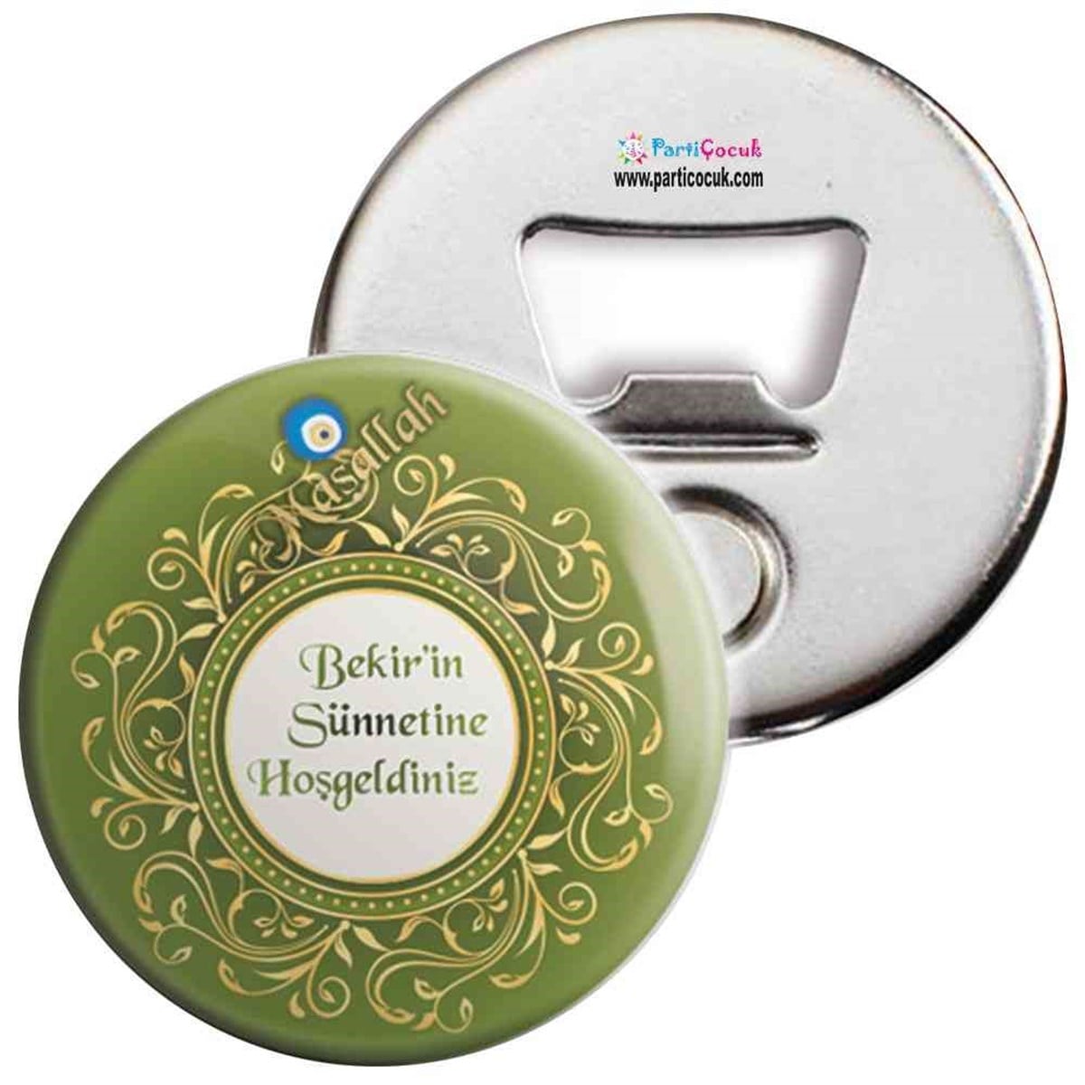 Sünnet Süsleri Yeşil Gold Tuğralı Açacaklı Magnet  