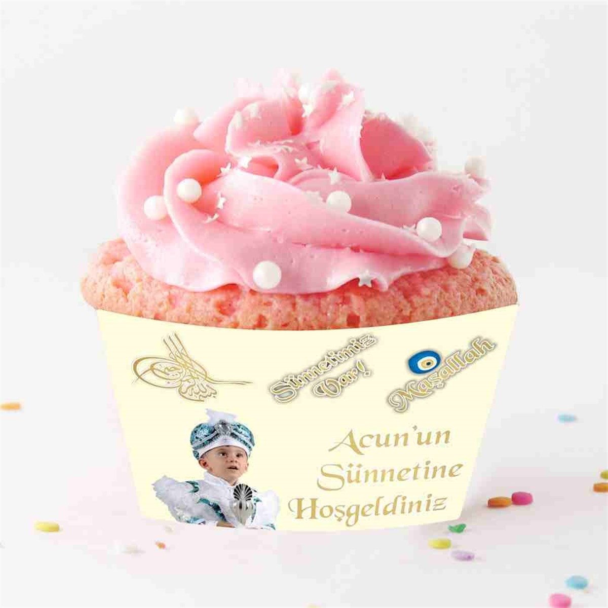 Sünnet Tuğralı Soft Sarılı Parti Masa Süsleri Cupcake Sargısı   
