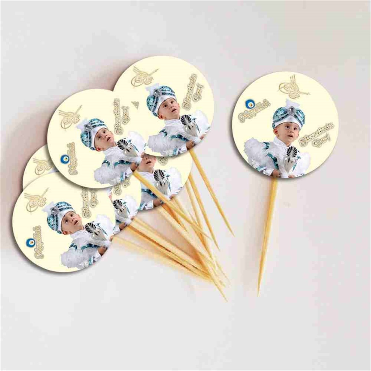 Sünnet Tuğralı Soft Sarılı Parti Masa Süsleri Cupcake Kurdanı   