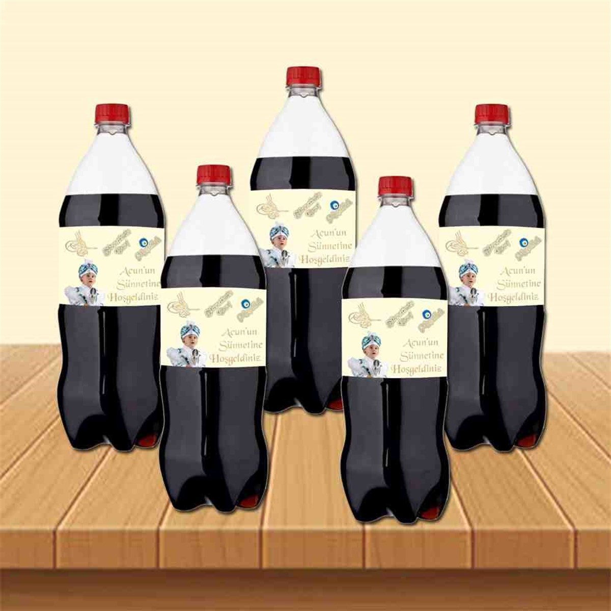 Sünnet Tuğralı Soft Sarılı Parti Masa Süsleri Cola Şisesi Bandı   
