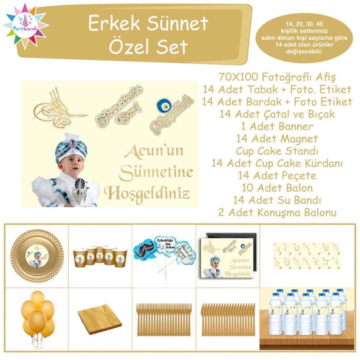 Sünnet Tuğralı Soft Sarılı Parti Masa Süsleri Özel Set 