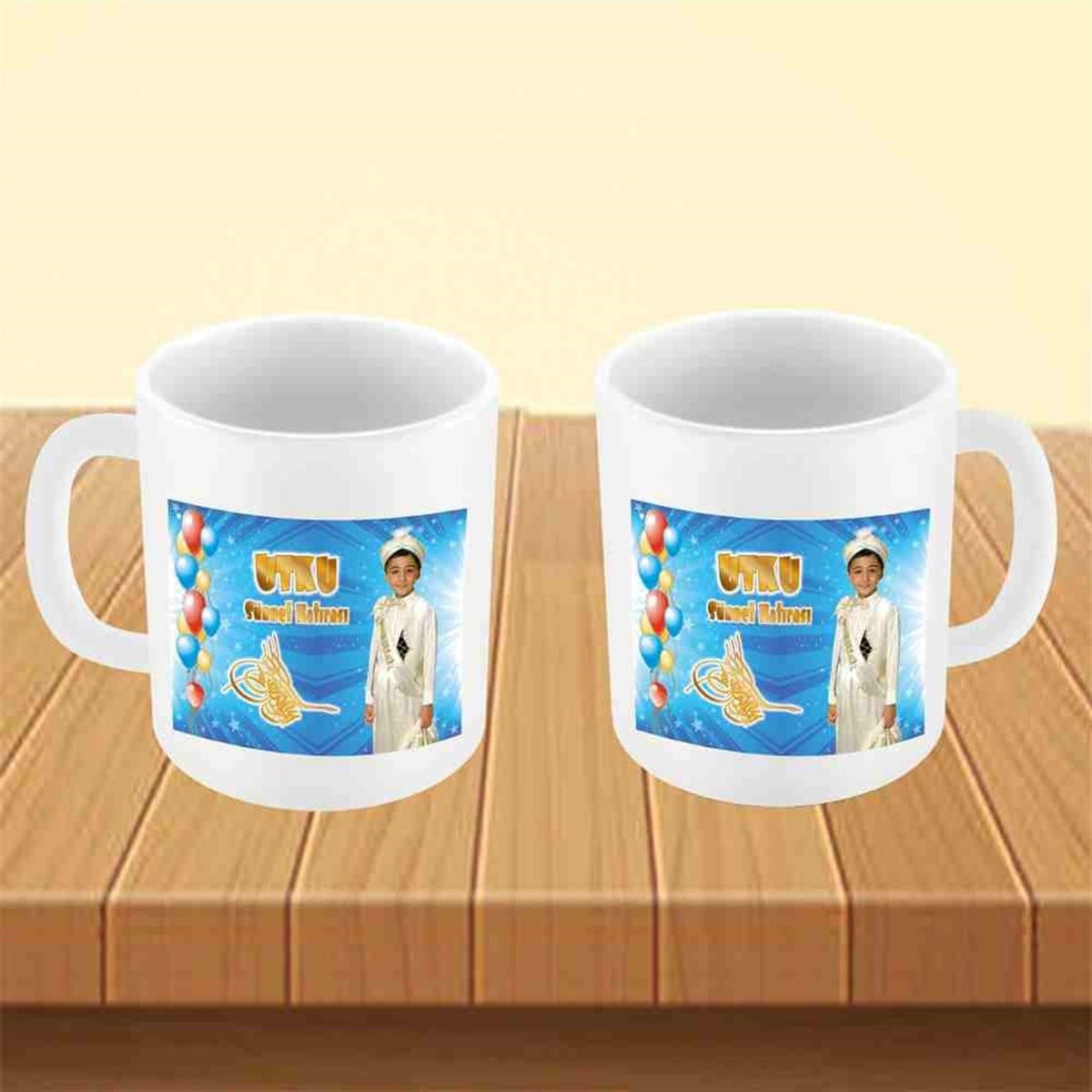 Sünnet Tuğralı ve Balonlu Parti Malzemeleri Kupa Bardak Mug 