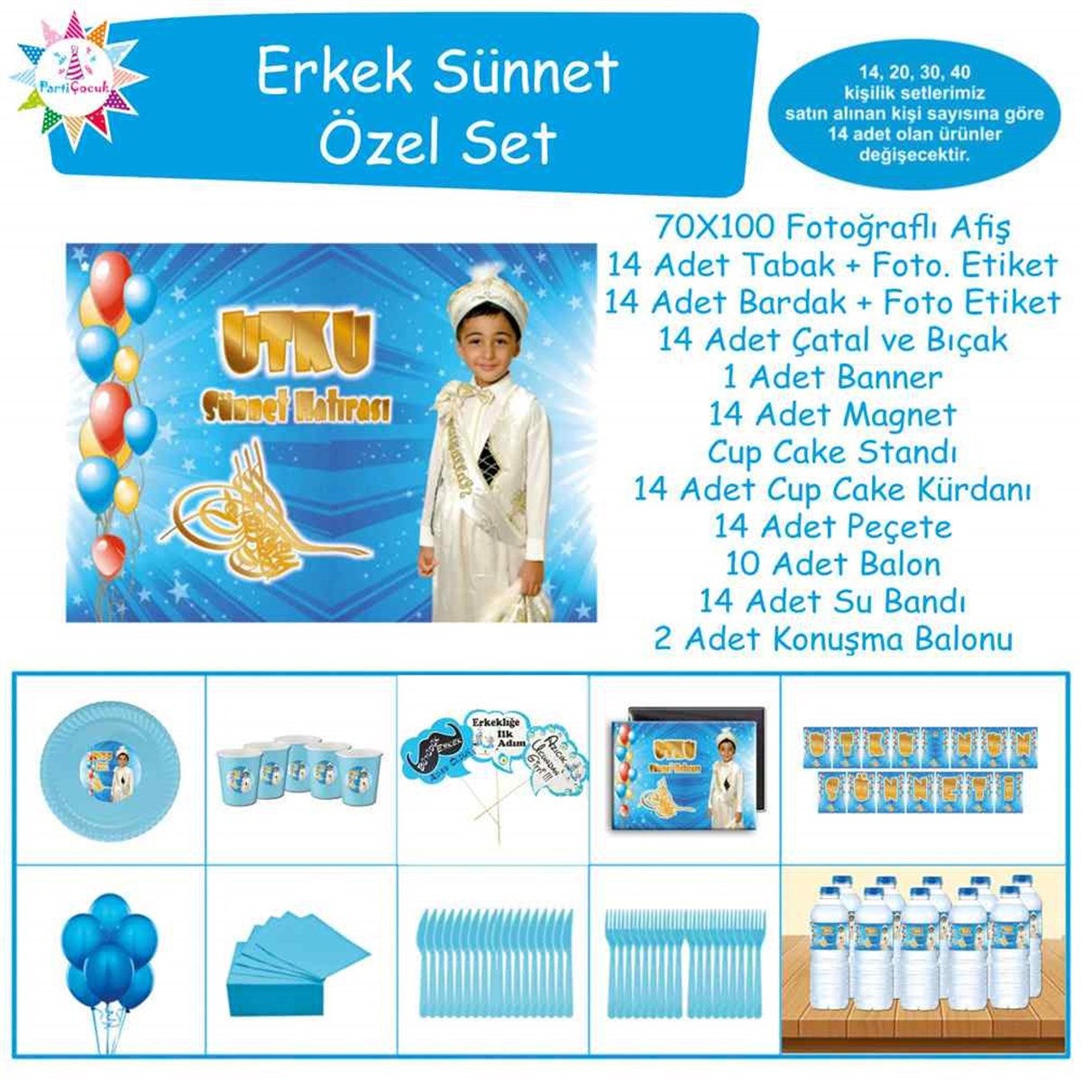 Sünnet Tuğralı ve Balonlu Parti Malzemeleri Özel Set 