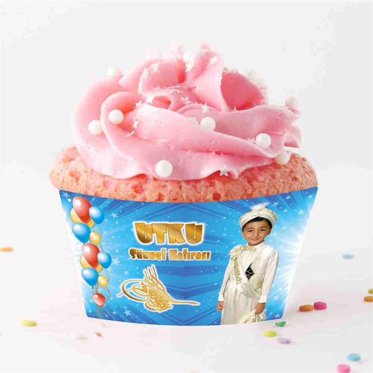 Sünnet Tuğralı ve Balonlu Parti Malzemeleri Cupcake Sargısı 