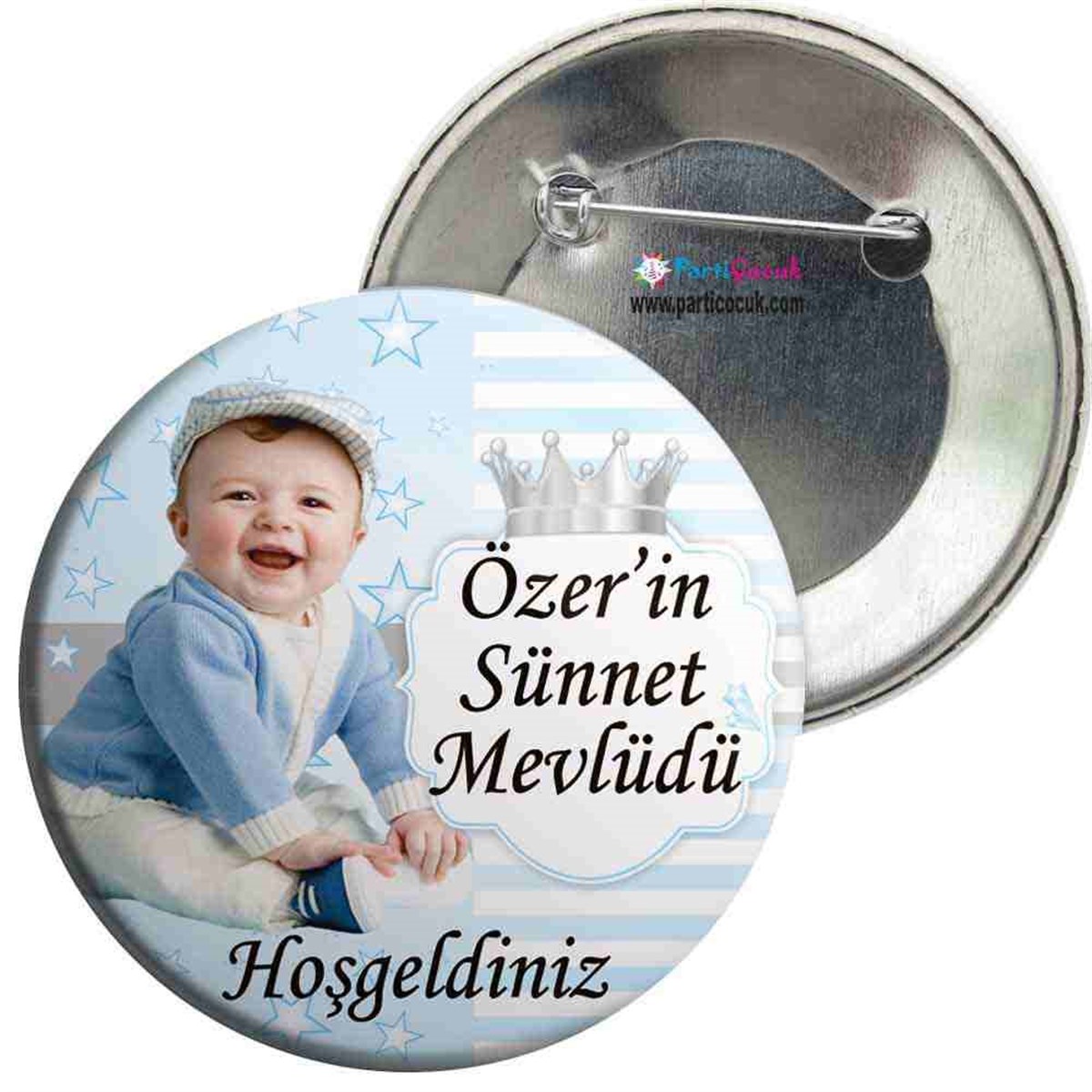 Sünnet Yıldızlı Taçlı Parti Malzemeleri İğneli Rozet  