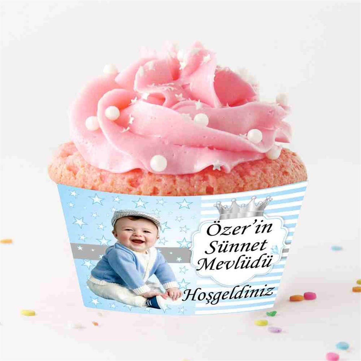Sünnet Yıldızlı Taçlı Parti Malzemeleri Cupcake Sargısı 