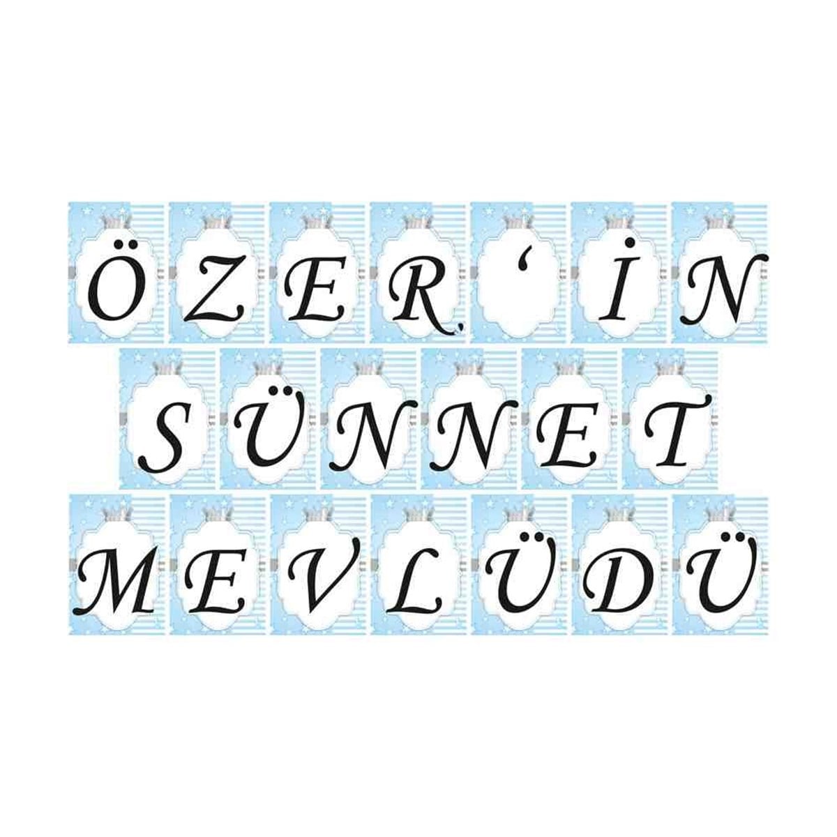 Sünnet Yıldızlı Taçlı Parti Malzemeleri Harf Banner 