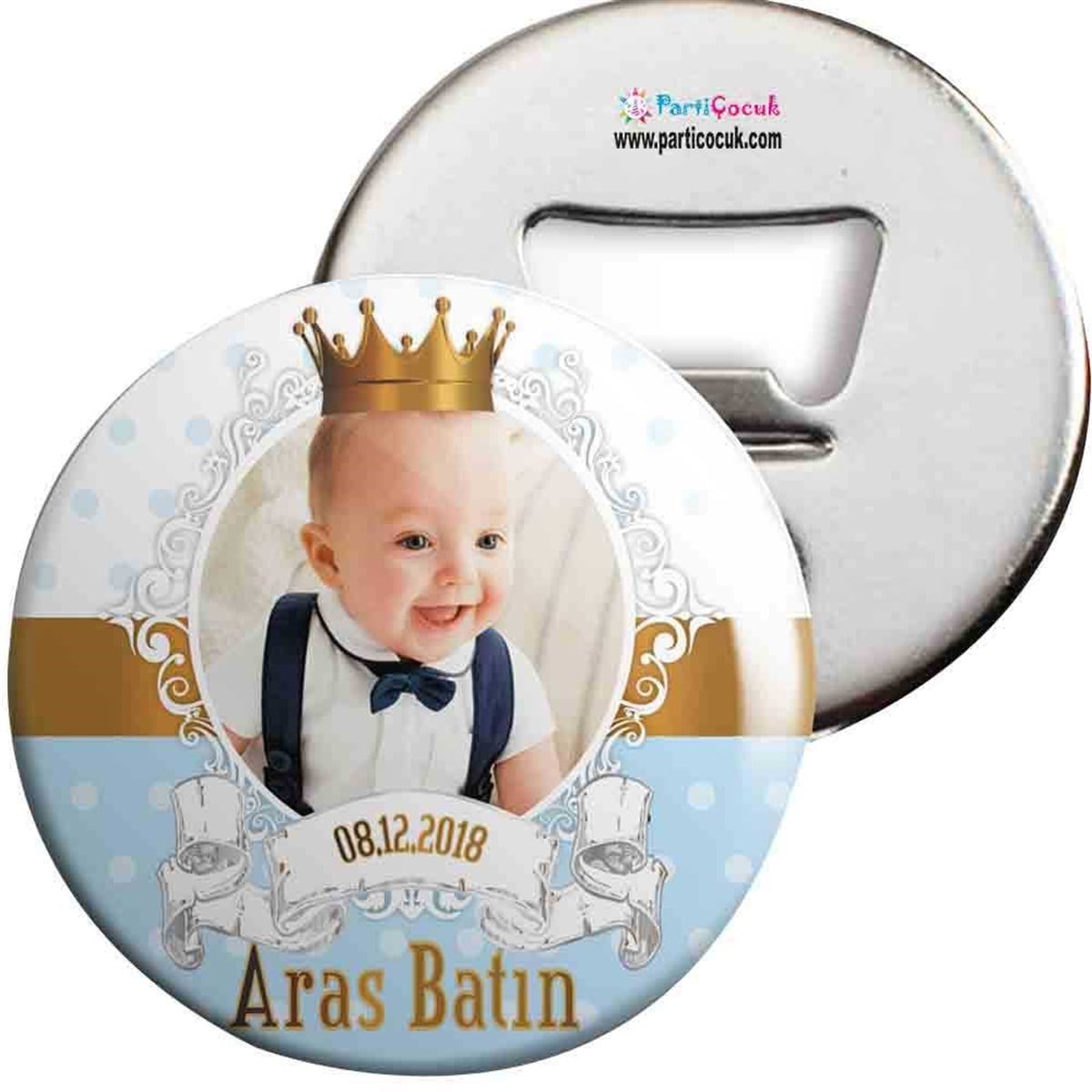 Taçlı Gold Konsept Açacaklı Magnet Kişiye Özel 