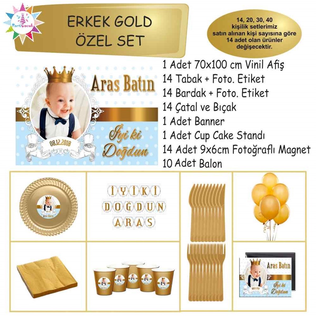 Taçlı Gold Konsept Özel Set 