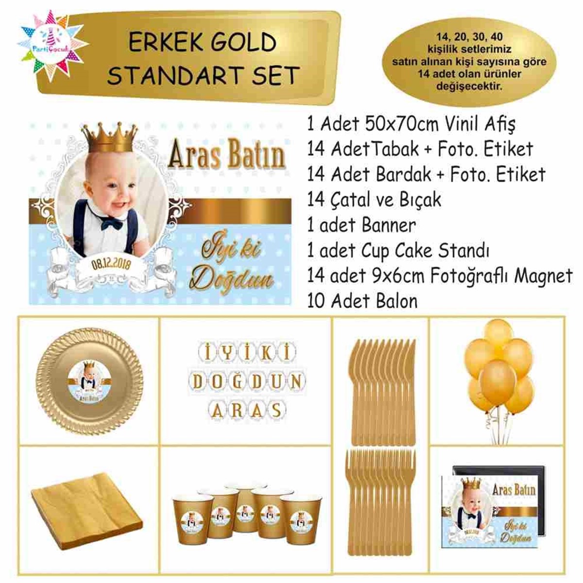 Taçlı Gold Konsept Standart Set 
