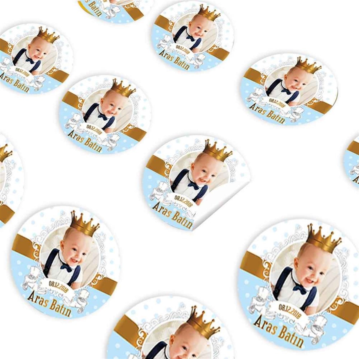 Taçlı Gold Konsept Sticker 30 Adet 