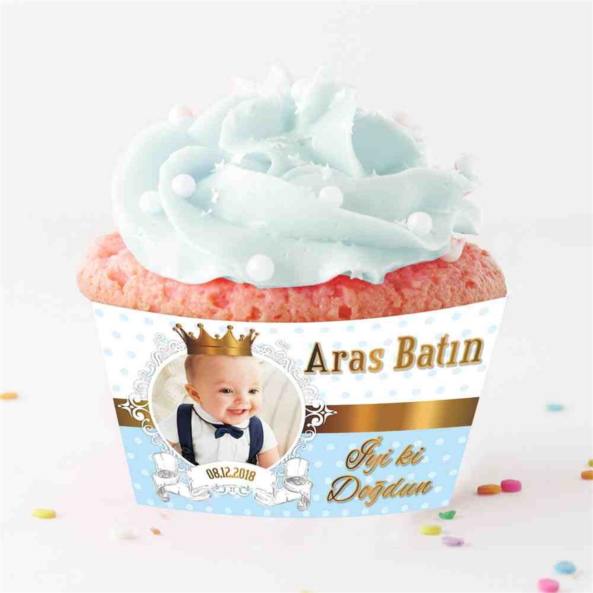 Taçlı Gold Temalı Cupcake Sargısı 