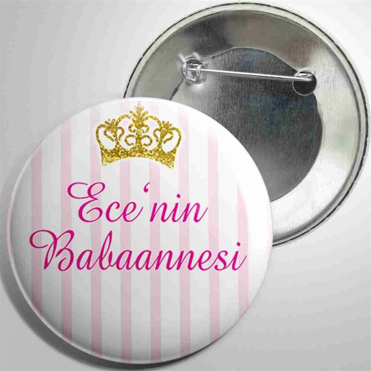 Taçlı Konsepti Kişiye Özel İğneli Metal Rozet  