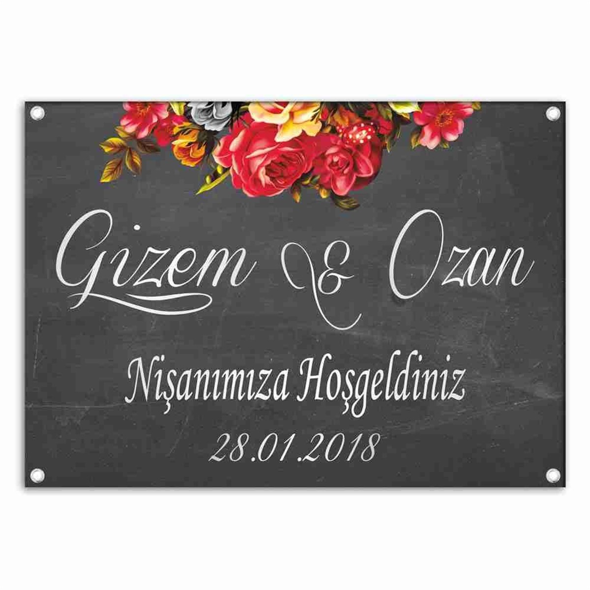 Tebeşir Tahta Konsept Nişan Afiş 