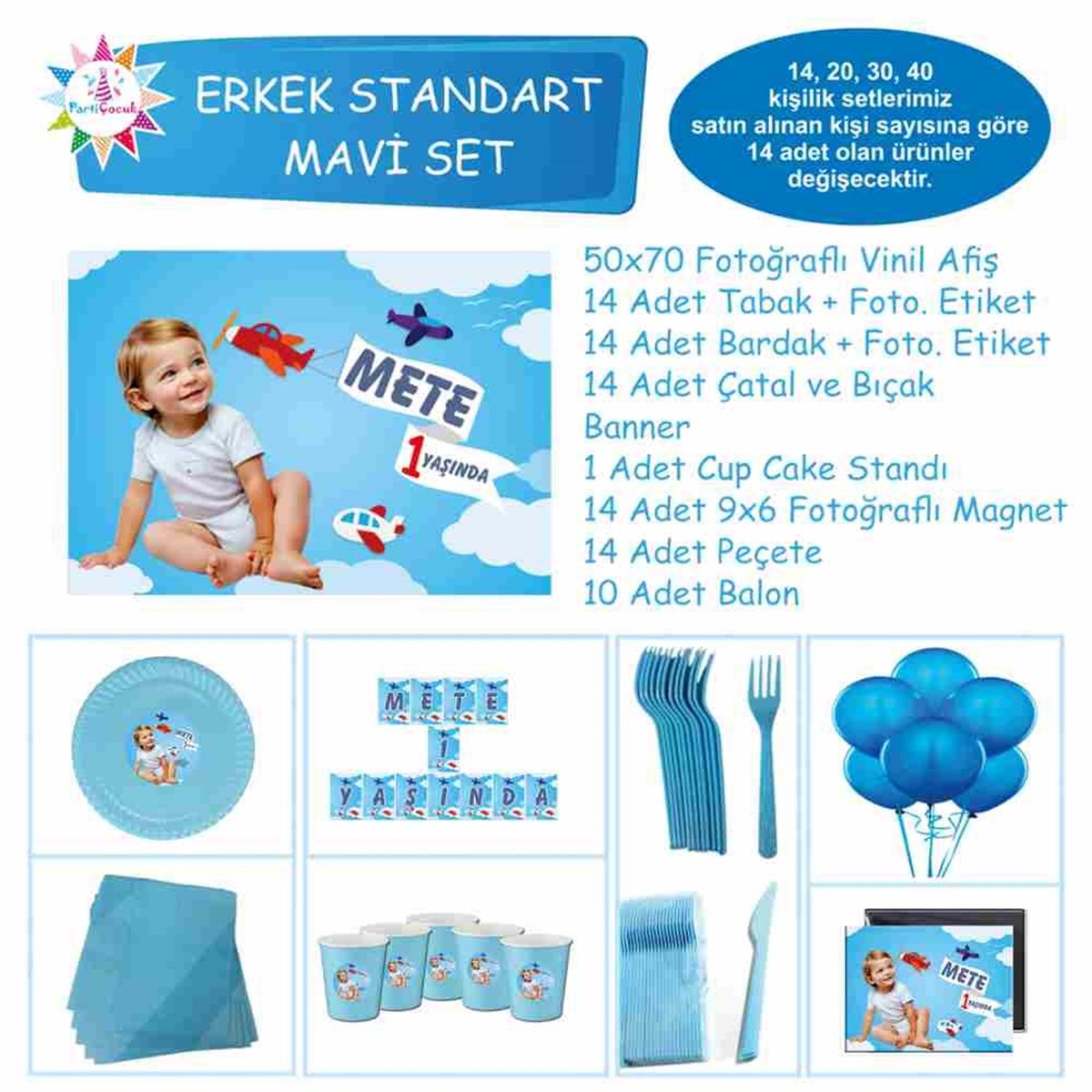 Uçaklar Konsept Doğum Günü Standart Set 